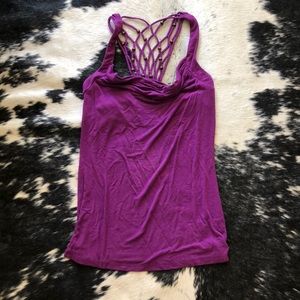 Scoop neck purple tank top